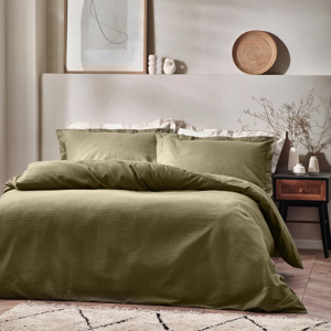 Yard Waffle Olive Textured Duvet Cover Set